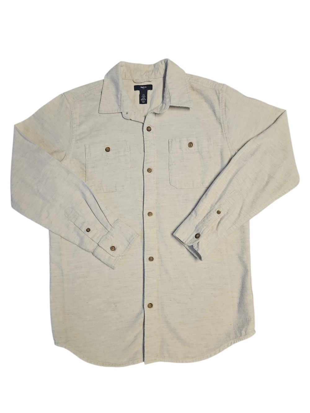 GAP Kids Boys Cream Button-Up Soft Shirt Size X-Large